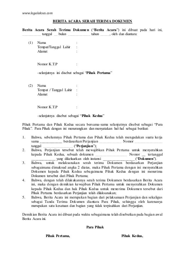 Contoh Surat Berita Acara Serah Terima Kunci Rumah Cara